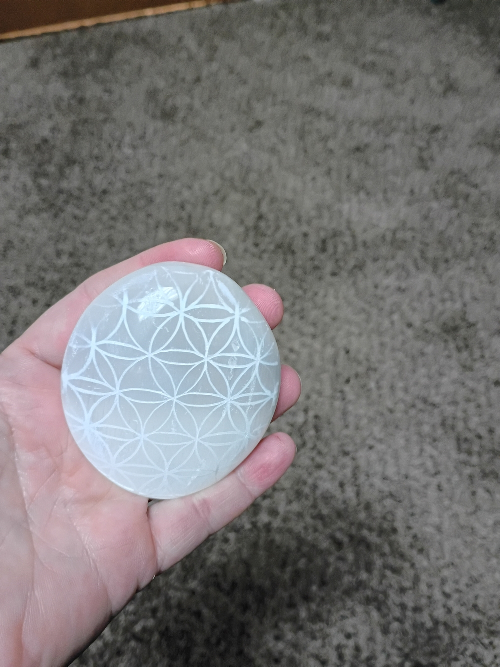 Selenite Palm Stone
